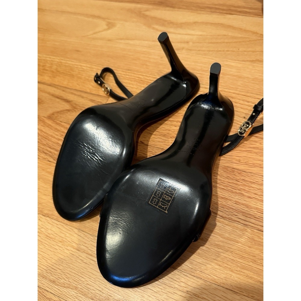 TORY BURCH DOUBLE T BUCKLE HEELED SANDAL - BLACK - WOMEN'S SIZE 8 NEW - Picture 7 of 7